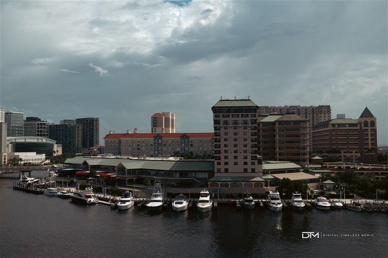 Waterfront architecture and skyline